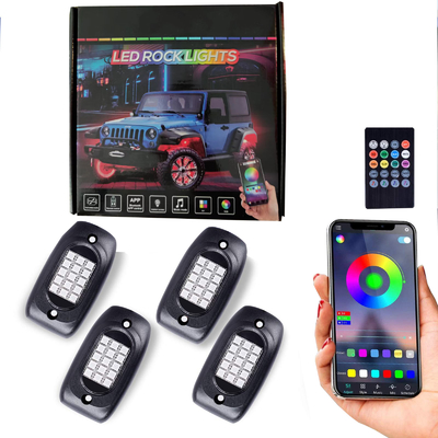 چراغ‌های راک RGB پایدار DC 12 ولت با کنترل از راه دور 8 عدد Neon Underglow