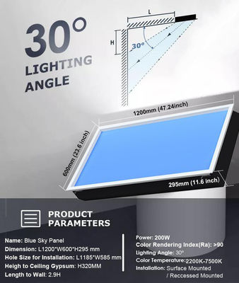 پنل سقفی چراغ سقفی LED مصنوعی آبی آسمان 600x600 بسیار نازک دالی 1V-10V با کم نور