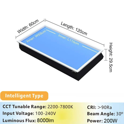فاکتور قدرت 0.9 چراغ صفحه سقف LED با قدرت خروجی 150 وات و L1200 X W600 X H295mm