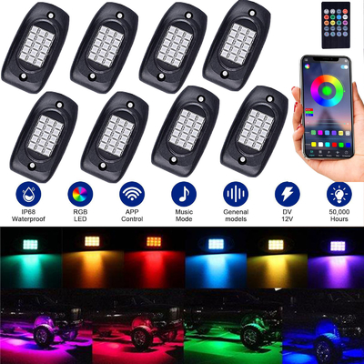 کیت چراغ راک LED RGB عملی خودرو، چراغ‌های راک LED با تغییر رنگ 6000K