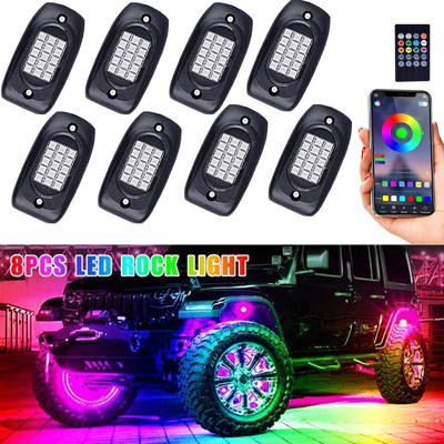 چراغ‌های راک بلوتوث 6000K 12VDC، چراغ‌های پایه LED RGB پلاستیکی