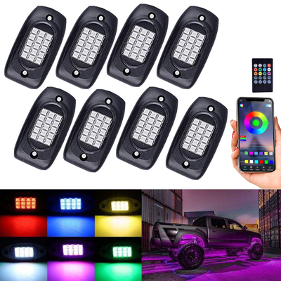 چند رنگ LED RGB راک چراغ IP68 ضد آب 12 ولت با حالت موسیقی
