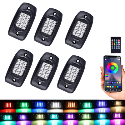 چراغ‌های راک بلوتوث LED چند صحنه ضد گرد و غبار، چراغ‌های پاد LED ضد آب RGB IP68