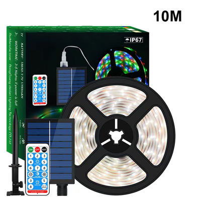 طول 5M 10M چراغ نوار خورشیدی LED 2835 سفید گرم ضد آب در فضای باز