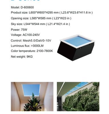پانل 150W LED Skylight برای منطقه 8-12 متر مربع با محدوده دمای رنگ و فلوکس روشنایی بالا